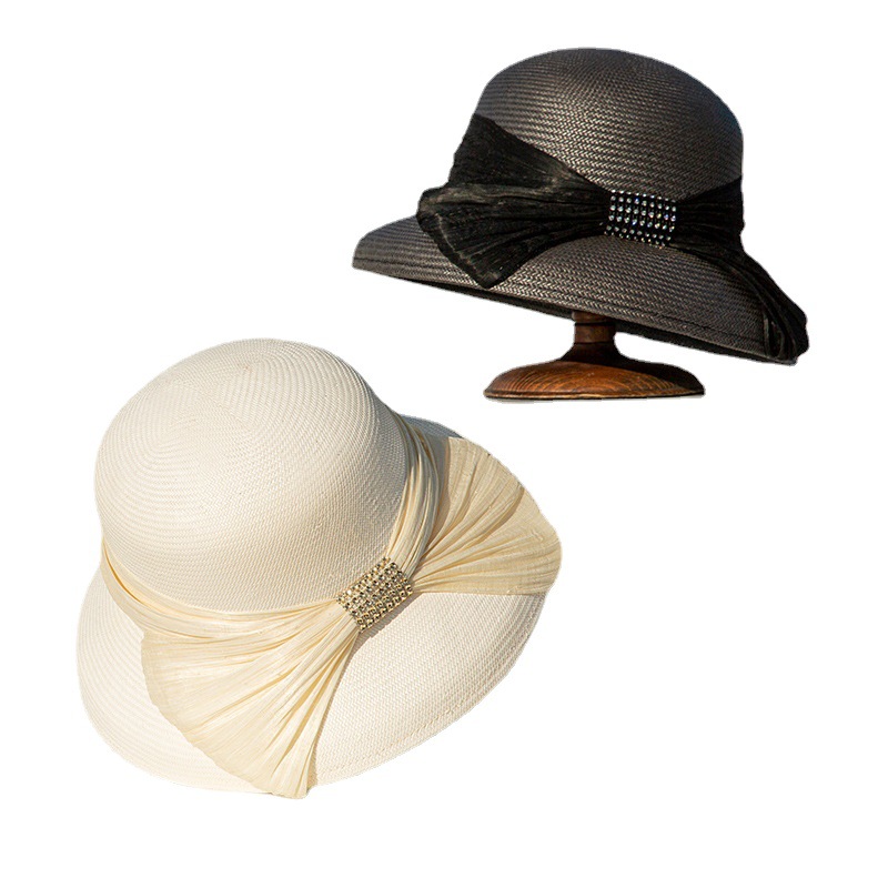 夏季草帽遮陽防曬優雅赫本風法式復古度假出游帽子女