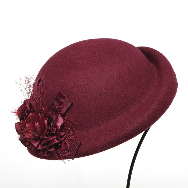 靈瓏服飾帽子工廠 秋冬季羊毛呢小禮 批發女英倫空姐貝雷帽