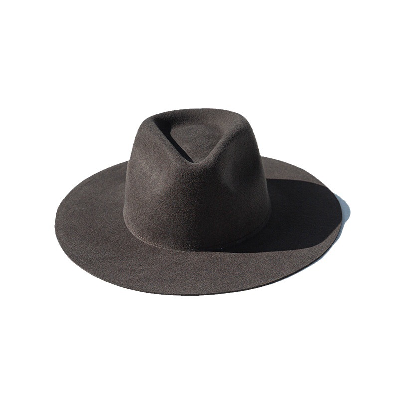 跨境亞馬遜加膠定型氈帽羊毛禮帽爵士帽代發平沿男士帽