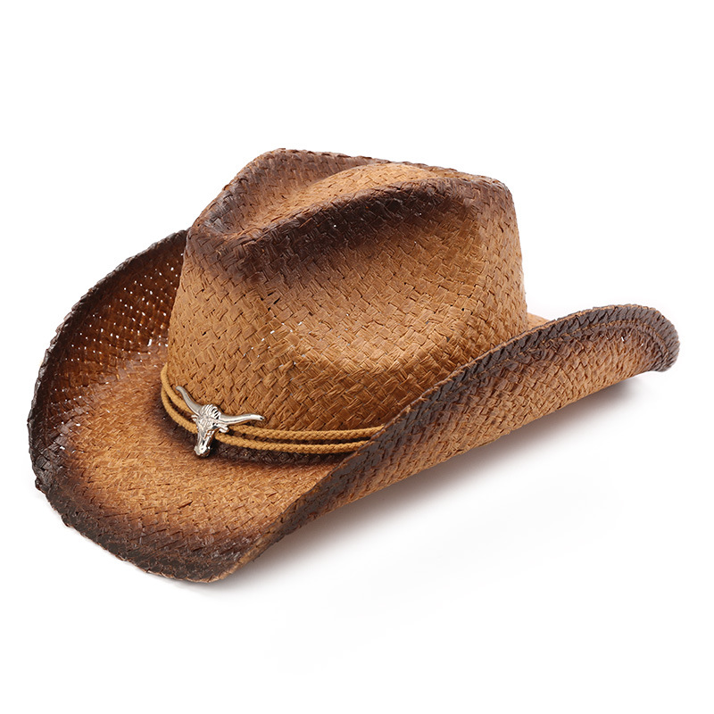 西部牛仔帽跨境騎士帽遮陽防曬復古風草帽春夏新款
