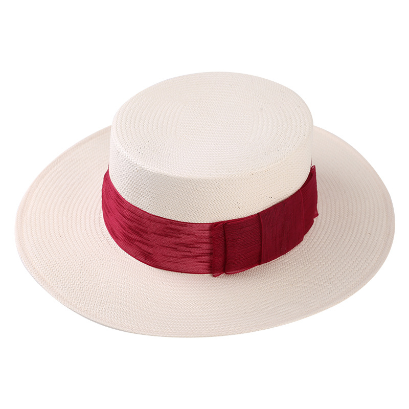 靈瓏 時尚平頂日本紙草帽 平檐帽子女夏 遮陽 定型禮帽 批發